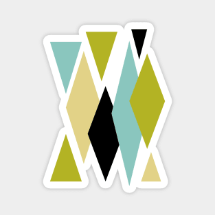 Blue Yellow Green Diamonds Triangles Retro Magnet