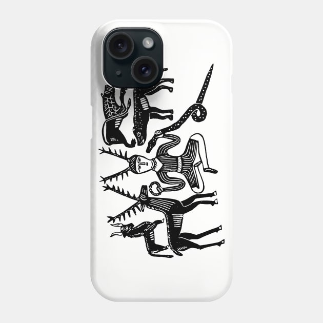 Cernunnos and Animals from the Gundestrup Cauldron (Black Ink Version) Phone Case by LaForma