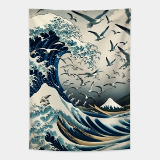 Kanagawa Wave Traditional Japanese Art - National Bird Day Tapestry