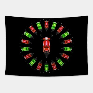 Vespa Scooter Lover Green and Red Circle Tapestry