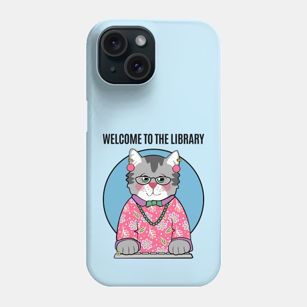 Librarian Grey Cat in Pink Phone Case by Sue Cervenka