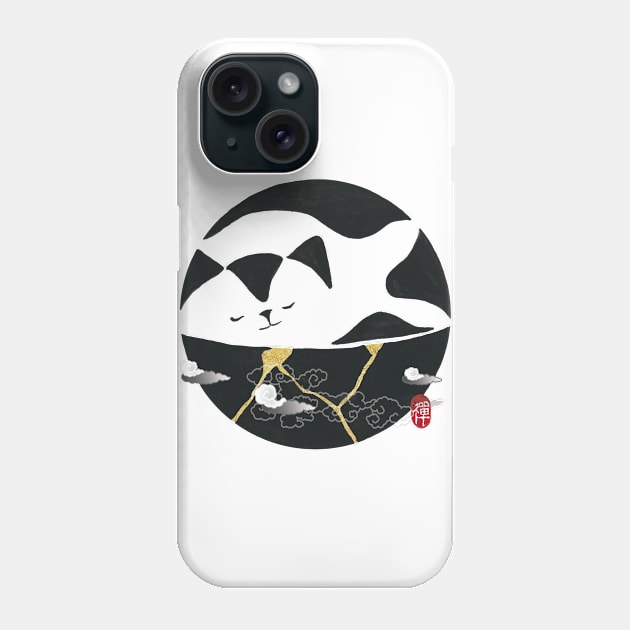 Zen Cat Kintsugi Phone Case by bittergodart