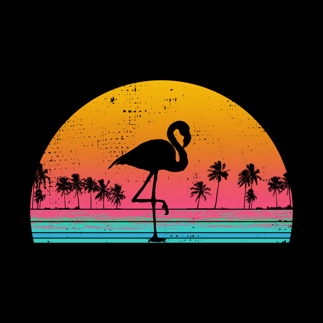 Flamingo Retro Vaporwave 80s Sunset by Radarek_Design