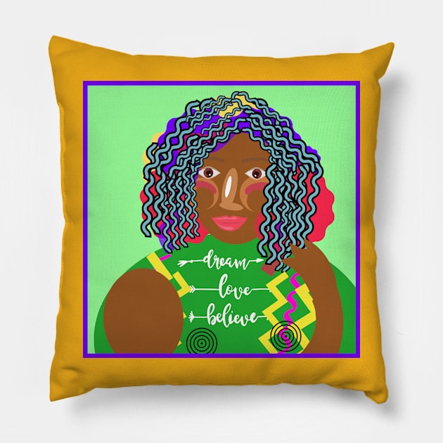 Tropical Lady Pillow by GingerLoveCat72