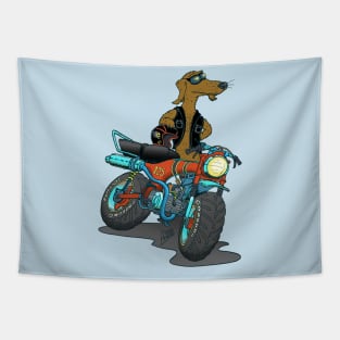 Daxhund and his motorcycle Tapestry