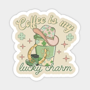 Coffee Is My Lucky Charm Coffee Lover Cowboy St Patricks Day Magnet