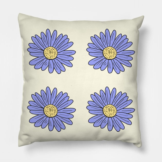 Blue Daisy Doodle Pack Pillow by NatureGlow