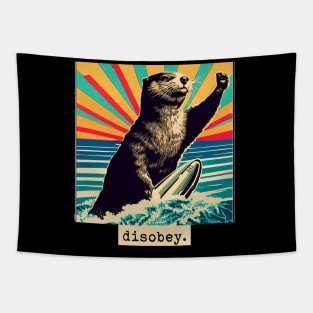 disobey. surfing otter 841 [white background] Tapestry