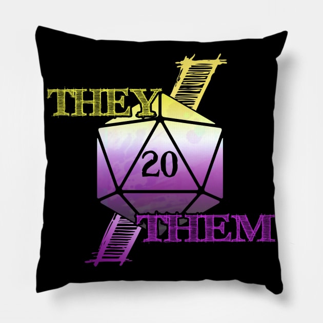 They/Them Pronoun D20 Pillow by Aurora Jordan