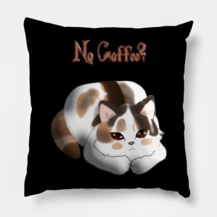 Coffee Hungry Calico Kitty With Begging Eyes Pillow