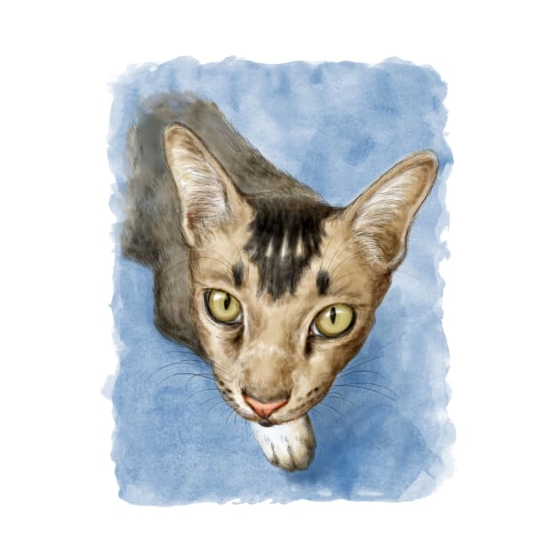 Cute adorable cat portrait watercolor painting by Nalidsa