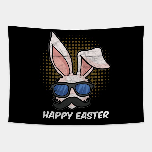 Discover EASTER - Happy Easter Bunny With Eyeglass and Mustache - Easter Sunday - Tapestry