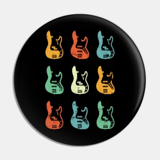 Bass Guitar Bodies Retro Theme Pin