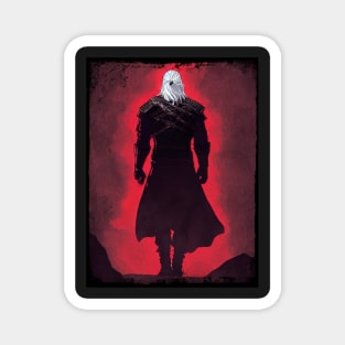 Monster Slayer in a Red Background - Black - Fantasy Witcher Magnet