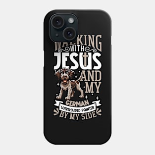 Jesus and dog - German Wirehaired Pointer Phone Case