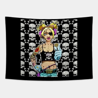 Pirate Punk Chick Tapestry