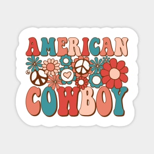 Retro Groovy American Cowboy Matching Family 4th of July Magnet