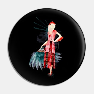 Flapper Reverse Mermaid Messy Raindrop Watercolor Painting Pin