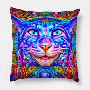 Kosmic Kitty (6) - Trippy Psychedelic Cat Pillow