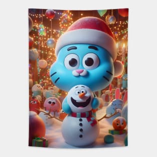 Whimsical Wonderland Unleashed: Gumball Christmas Art for Iconic Cartoon Holiday Designs! Tapestry