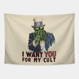 Uncle Sam sign parody -  Cthulhu I want you for my cult Tapestry