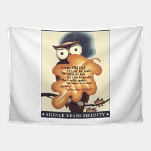 Silence Means Security Owl Tapestry