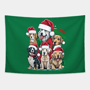 Merry Christmas Puppy Squad Dogs Tapestry