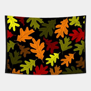 Fall Oak Leaves on Black Repeat 5748 Tapestry