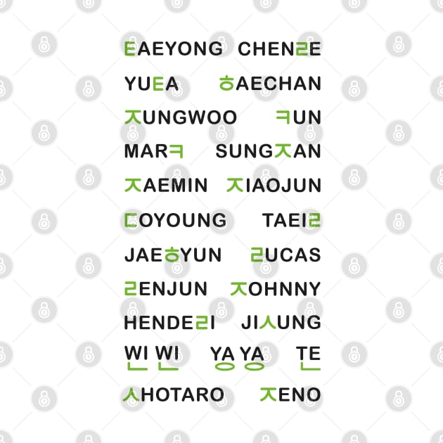 NCT's hangul names - White (OT23) by Duckieshop