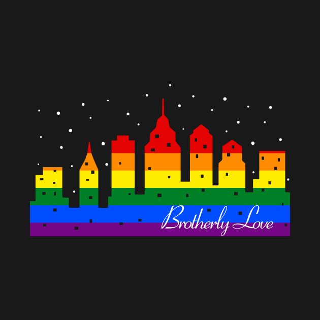 Philadelphia Brotherly Love LGBT Gay Pride City Skyline by TeeCreations