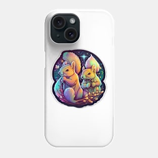 Magic Squirrels Under Colourful Night Sky Phone Case