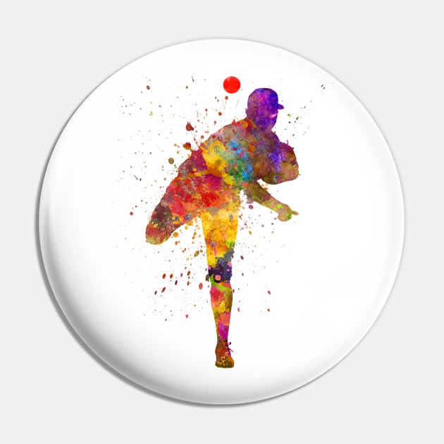 Baseball player in watercolor Pin by PaulrommerArt