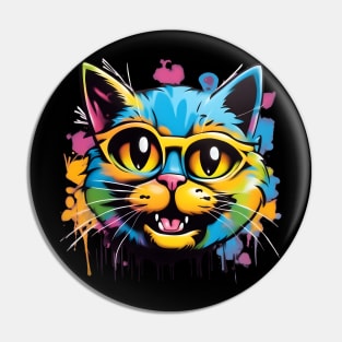 Colorful Graffiti Cat Pin