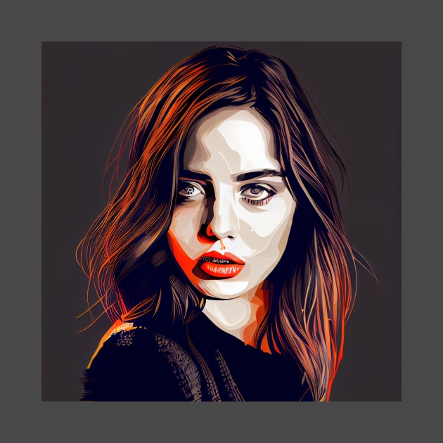 Ana de Armas Pop Art Modern Horror Vibes Red Accent by ProjectAI