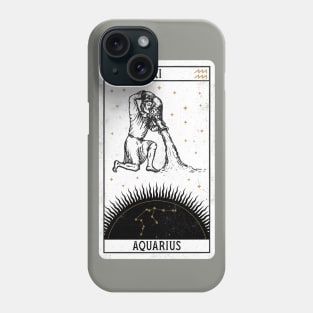 Aquarius Distressed Goth Tarot Zodiac Sign Phone Case