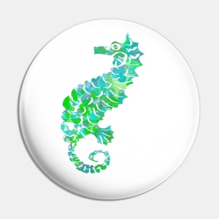 Seahorse Design in Turquoise and Greens Paint Splatter Pin