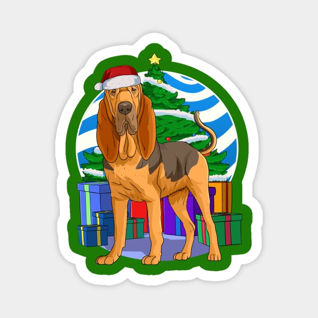 Bloodhound Dog Cute Santa Christmas Gift Magnet by Noseking