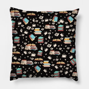 Books and Coffee Patterns Pillow