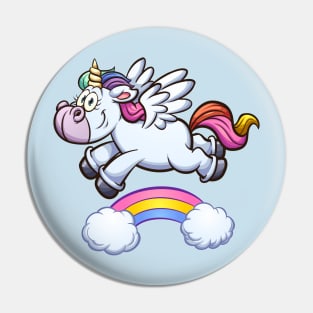 Unicorn flying over rainbow Pin