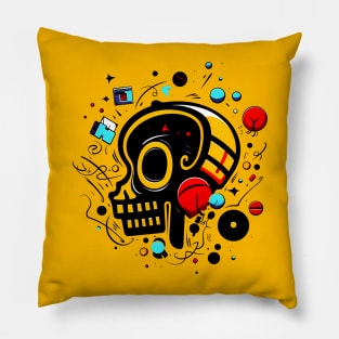 Abstract Tribal Cute Skull Vibrant and Unique Artwork Pillow