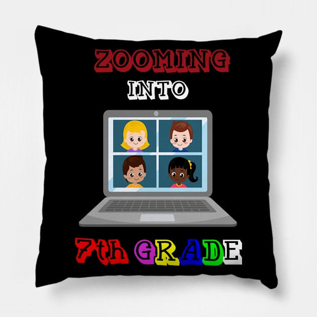 Zooming Into 7th grade - Back to School Pillow by BB Funny Store