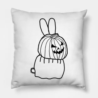 Cute Bunny Rabbit Wearing Halloween Horror Costume Minimal Line Art Pillow