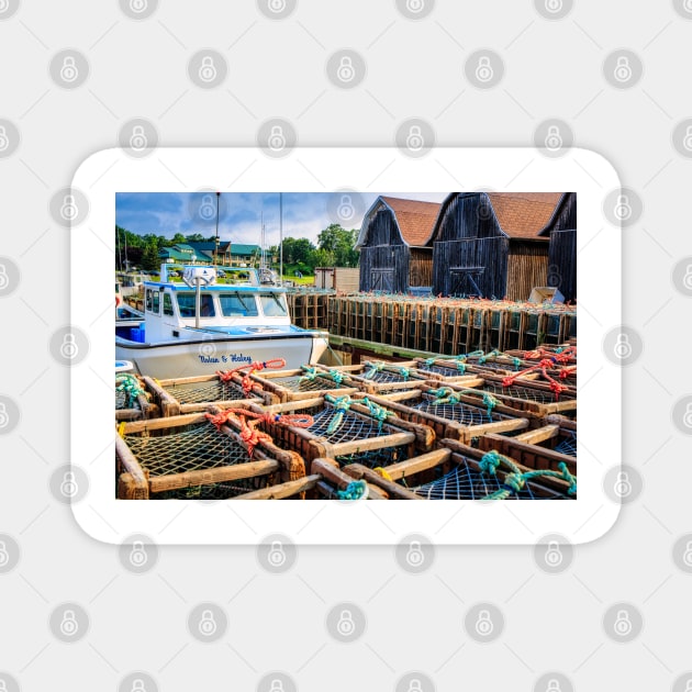 Lobster Traps Montague PEI Magnet by Robert Alsop