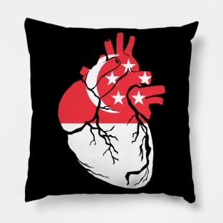 Singapore Flag, Anatomical Heart Design Pillow