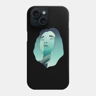 Aqua Portrait of a Witchy Mermaid Woman Phone Case