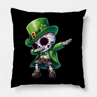 St Patrick's Day - Dabbing Dapper Leprechaun Skeleton Pillow