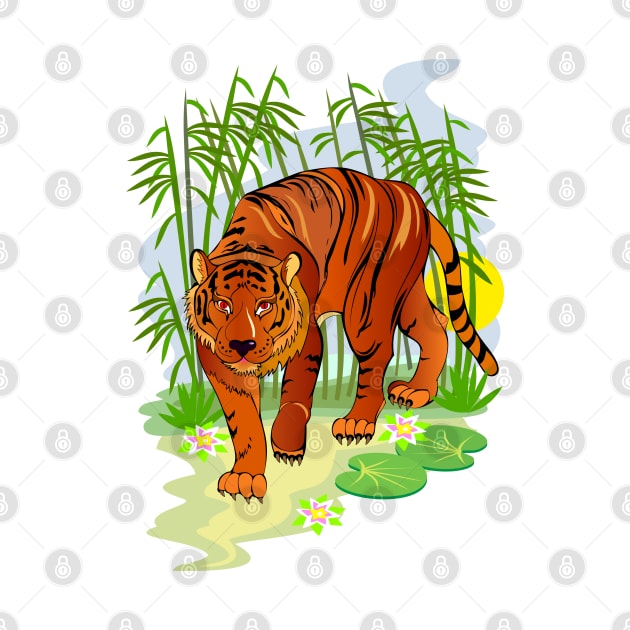 Tiger in fairyland jungle by Artist Natalja Cernecka