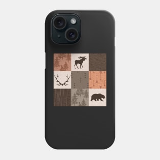 woodland patchwork - rust/brown Phone Case