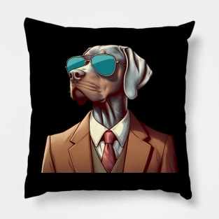 Funny Weimaraner with Sunglasses Pillow