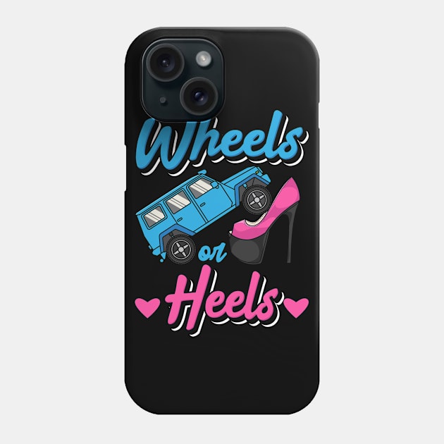 Wheels Or Heels Gender Reveal Phone Case by maxcode